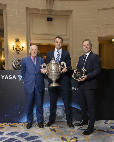 YASA wins Dewar Trophy. From left to right: Ben Cussons, Tim Woolmer, Konstantin Neiss. (Photo: Business Wire)