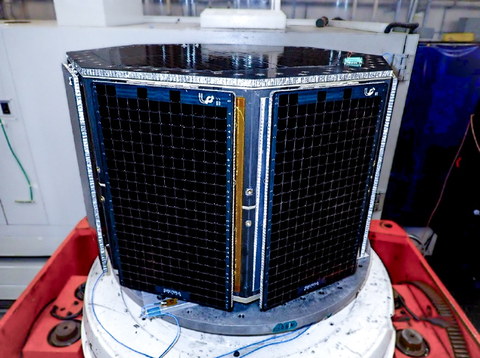 “Fully integrated LizzieSat spacecraft set up for Random Vibration testing at NTS Orlando” (Photo: Business Wire)