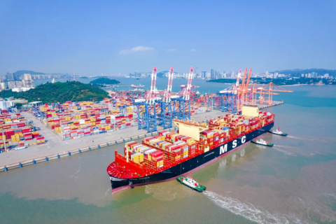 A view of Xiamen Port. [Photo/WeChat account: xiamen_swj]