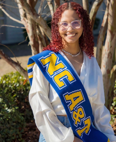 Aiyana Myers, daughter of Michelle Matthewson-Woodard, was awarded a Corvias Foundation scholarship in 2023 and attends North Carolina Agricultural and Technical State University. (Photo: Business Wire)