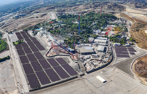 Six Flags Magic Mountain breaks ground on new 637,000 square foot, 12.37-megawatt solar carport and energy storage system. (rendering) (Photo: Business Wire)