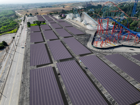 The Six Flags Magic Mountain project is the largest single-site commercial renewable energy project in California and largest solar project allocated toward a for-profit organization in the United States. (rendering) (Photo: Business Wire)
