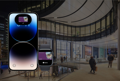 Through a collaboration with HID and SwiftConnect, people at British Land's Broadgate, 100 Liverpool Street office building in London can now use their employee badge in Apple Wallet for seamless access at this trophy building with their iPhones and Apple Watches. (Photo: Business Wire)