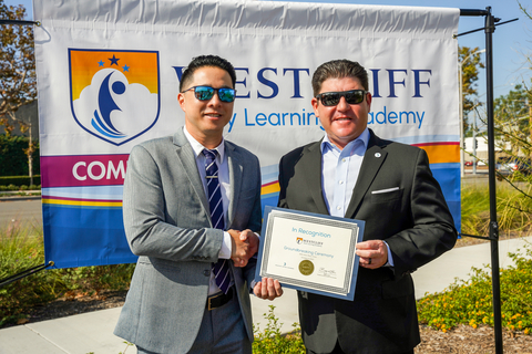 “Bryan M. Starr, President and CEO of the Greater Irvine Chamber of Commerce Presents Westcliff President and CEO Dr. Anthony Lee Certificate in Recognition of Westcliff Early Learning Academy.” Left to Right: Dr. Anthony Lee, Bryan M. Starr (Photo: Business Wire)