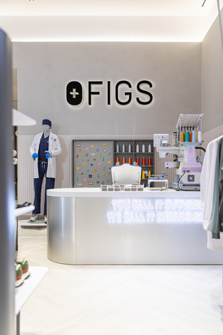 The embroidery station inside FIGS' first Community Hub. (Photo: Business Wire)