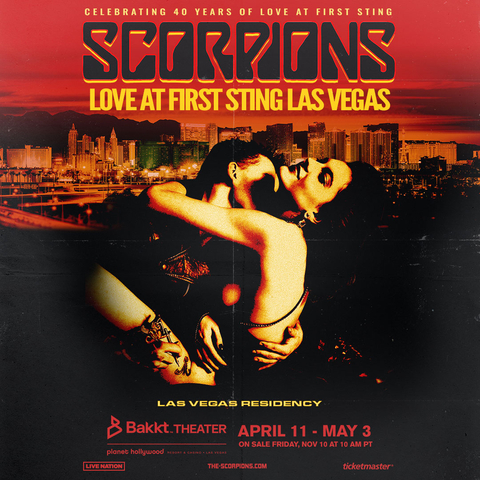 Scorpions Returning to Bakkt Theater at Planet Hollywood Resort & Casino With New Las Vegas Headlining Residency Celebrating the 40th Anniversary of Love at First Sting Album (Graphic: Business Wire)