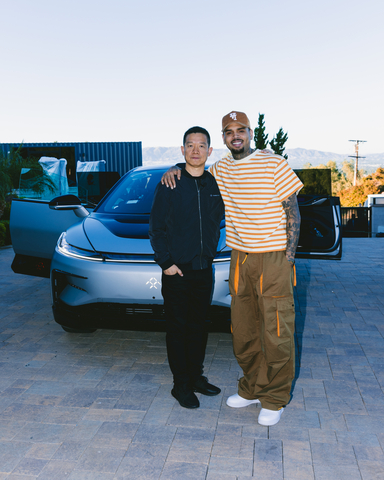 Chris Brown (right) and YT Jia, founder of Faraday Future (Graphic: Business Wire)
