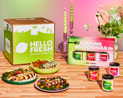 HelloFresh and Tinder's Date Night Delight recipe series and Forking Seasonings. (Photo: Business Wire)