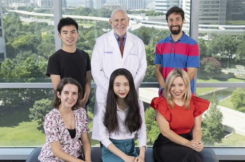 International Postdoctoral Scholars in Cancer Research, Class of 2023. Back Row: Dongqi Xie, Ph.D. (left), Principal Investigator Jerry Shay, Ph.D. (middle), Pedro Nogueira, Ph.D. (right); Front Row: Debora Andrade Silva, Ph.D. (left), Hong-Yi Liu, Ph.D. (middle), and Maria Del Chica Parrado, Ph.D. (right).