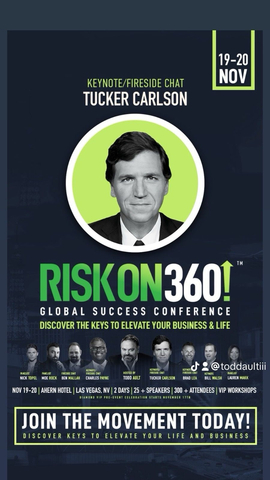 RiskOn360! Conference Post Featuring Tucker Carlson as Primary Headliner @2023 all rights reserved (Graphic: Business Wire)