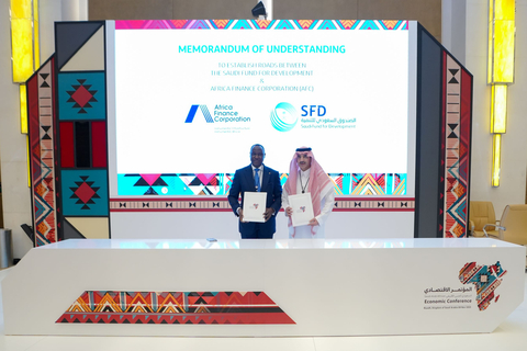 CEO of SFD, Mr. Sultan Al-Marshad and African Finance Corporation's CEO, Mr. Samaila Zubairu signed MoU to drive sustainable development (Photo: AETOSWire)