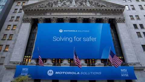 original Motorola Solutions launches its new brand narrative “Solving for safer” at the New York Stock Exchange (Photo: Business Wire)
