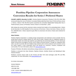 Pembina Pipeline Corporation Announces Conversion Results for Series 1 Preferred Shares