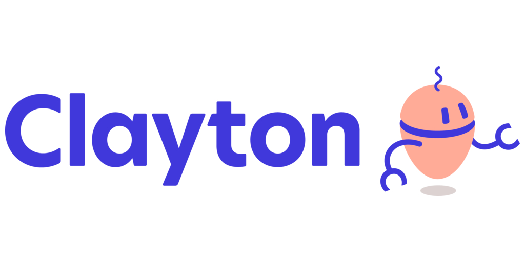 Clayton master logo with character RGB blue