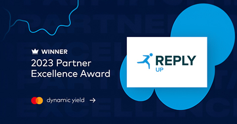 Up Reply erhält den Partner Excellence Award bei den 2023 Personalization Awards von Dynamic Yield. (Photo: Reply)