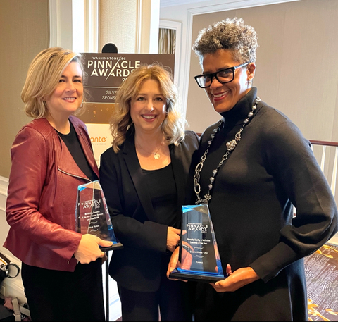 original Cadmus Chief Marketing Officer, Helle Huxley, Chief Human Resources Officer, Kerri Morehart, and Vice President of Diversity, Equity, Inclusion, and Accessibility, Dawn-Marie Gray at the Pinnacle Awards. (Photo: Business Wire)