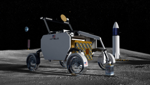 Astrolab’s Flexible Logistics and Exploration (FLEX) rover is shown in this rendering using its robotic arm to deploy a small plant pod on the lunar surface. The plant pod, designed by Interstellar Lab, is one of the payloads FLEX will carry to the Moon on Mission 1, which is expected to be completed as soon as mid-2026. (Photo: Business Wire)