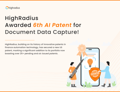HighRadius, building on its history of innovative patents in finance automation technology, has secured a new US patent, marking a significant addition to its portfolio now boasting over 25+ pending and six issued patents. (Graphic: Business Wire)