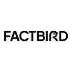 Black Factbird logo white background