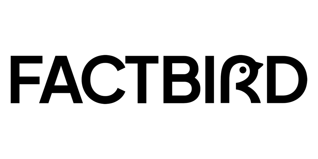 Black Factbird logo white background