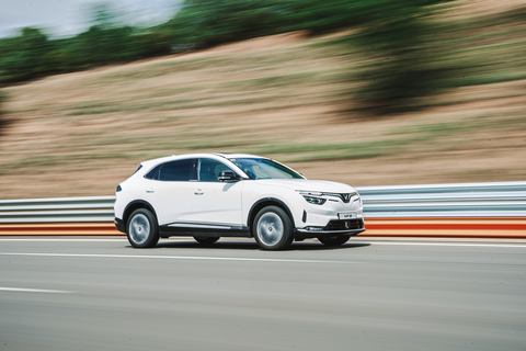 The VinFast VF 8, the new All-Electric, All-Wheel Drive SUV. Available at VinFast retail outlets now. (Photo: Business Wire)