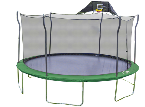 Propel Trampolines 15’ Round Trampoline and Detachable Basketball Hoop, Mister and Enclosure – Green (Photo: Business Wire)