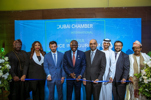 original H.E. Babajide Olusola Sanwo-Olu, Governor of Lagos State (4th from left), and H.E. Mohammad Ali Rashed Lootah, President and CEO of Dubai Chambers (5th from left), during the inauguration ceremony for Dubai International Chamber’s new representative office in Nigeria. (Photo: AETOSWire)