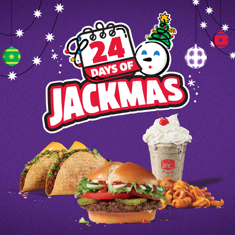 This December, Jack is giving you 24 Days of delicious Jackmas offers when you download the Jack app and join the Jack Pack. (Graphic: Business Wire)