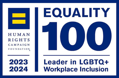Pitney Bowes efforts in satisfying all the CEI’s criteria earned a score of 100 and the designation as recipient of the Equality 100 Award: Leader in LGBTQ+ Workplace Inclusion. (Graphic: Business Wire)