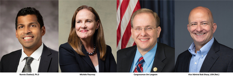 PsiQuantum's inaugural Government Advisory Board members include Former White House CHIPS coordinator Ronnie Chatterji, Former Under Secretary of Defense for Policy Michèle Flournoy, Former Congressman Jim Langevin, and Former Director, NGA, Vice Admiral Bob Sharp, USN (Ret.). (Photos: PsiQuantum)