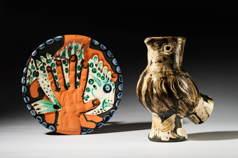 This Madoura pottery collection by Pablo Picasso, (left to right) “Hands with Fish” ($6,000-$ 8,000) and “Wood-Owl” ($12,000-$15,000), will be among the coveted items offered at Abell Auction Co.’s exquisite Holiday Jewelry and Design Auction on December 6-7. www.abell.com. (Photo: Business Wire)