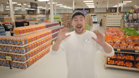 Safeway, the leading banner operated by Albertsons Companies, has partnered with avid philanthropist and top digital creator MrBeast, AKA Jimmy Donaldson, on the latest challenge to hit the popular YouTube channel. Available to watch now, the “Survive in a Grocery Store” video shows MrBeast challenging a contestant to see how many days he can live inside a Safeway grocery store. Every day the man remains in the store, he wins $10,000 but there’s a catch. He must choose $10,000 worth of products to donate to local charities each day as well. The “Survive in a Grocery Store” video is live now on the MrBeast YouTube channel and has been translated into 14 languages across the globe. (Photo: Business Wire)