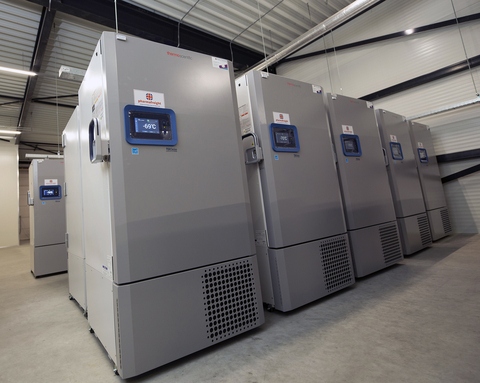 Ultra-low temperature freezer farm units at Mach 2 Pharmafreight's Netherlands facility.  (Photo: Business Wire