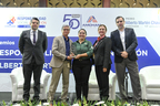 Pictured from left: Cristian Rucavado, Vice Minister of Economy, Industry and Commerce, Government of Costa Rica; Manuel Rojas, Training Specialist, Dole/Standard Fruit Company of Costa Rica; Raquel Alfaro, Social Welfare Supervisor, Dole/Standard Fruit Company of Costa Rica; Silvia Castro, President AmCham; Juan Carlos Chavarría, Vice President AmCham.  (Photo: Business Wire)