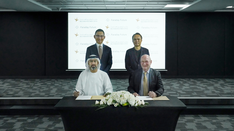 The Abu Dhabi Investment Office (ADIO) and Faraday Future Intelligent Electric Inc. today announced that FF is set to bring its generative AI and advanced intelligent electric vehicle capabilities to the UAE capital's Smart and Autonomous Vehicles Industry (SAVI) cluster. (Photo: Business Wire)