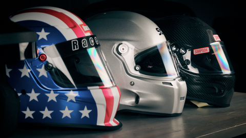 Holley’s RaceQuip, Stilo and Simpson racing helmets. (Photo: Business Wire)