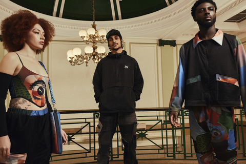 Global sports company PUMA reveals a new collaboration with US upcycler, Andrew Burgess and his brand VIVID VISIONS with the launch of an experimental one-off capsule collection.