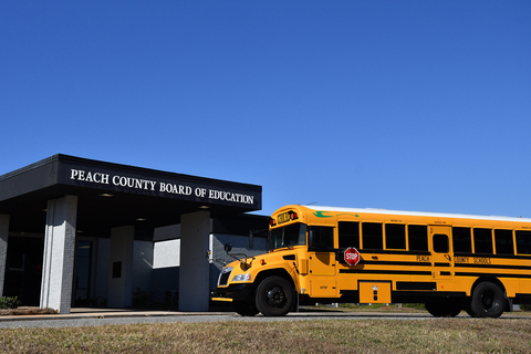 Blue Bird donated an all-electric, zero-emission school bus to Peach County Schools in Georgia. The bus will be added to the school district’s all-Blue Bird school bus fleet and utilized for day and field trips, as well as on special routes. (Photo: Business Wire)