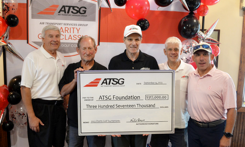 ATSG raised more than $317,000 for charity during three golf tournaments in 2023. Pictured (l to r) are ATSG Board member Jeffrey Vorholt, Chairman and CEO Joe Hete, President Mike Berger, Board member Randy Rademacher, and Board member Jeffrey Dominick. (Photo: Business Wire)