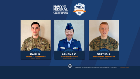 Navy Federal selected the top Air Force, Army and Navy/Marine students as the three ROTC All-American Scholarship Program Students of the Year. (Photo: Business Wire)