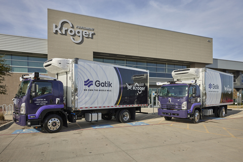 Gatik’s world-class autonomous box trucks, which transport products daily across Kroger’s Dallas distribution network. (Photo: Business Wire)