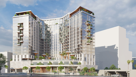 An artist's rendering of Apollo, a 20-story, 472-unit apartment project at the northeast corner of Stockton Avenue and Santa Clara Street in San Jose. Urban Catalyst and the late local architect Thang Do formed a joint venture to develop Apollo and obtained planning approval for the development. (Rendering credited to Urban Catalyst and Aedis Architects)