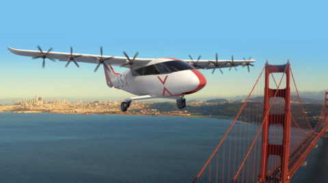 Rendering of the Electra eSTOL 9-seat hybrid-electric aircraft in JSX livery (Photo: Business Wire)