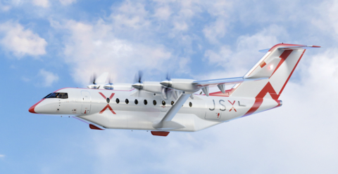 Rendering of the Heart Aerospace ES-30 30-seat hybrid-electric aircraft in JSX livery (Photo: Business Wire)