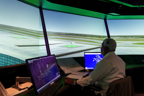 At NASA's Future Flight Central virtual tower facility, Joby and NASA completed a series of airspace simulations with a team of participating air traffic controllers evaluating how air taxi operations can be integrated into today's airspace. Joby Aviation Image (Photo: Business Wire)