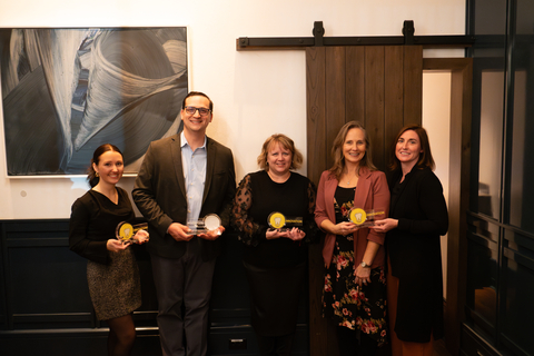 Photo Caption: Pictured left-to-right are the 2023 Tellie Award Winners, including Robyn Shafer, RDH, Mainely Teeth; Nathan Suter, DDS, Chief Innovation Officer & Dental Director, Enable Dental; Shawn Oprisiu, Director of Dental Outreach, Swope Health Services; Michelle Roman, RDH, Chair of Dental Hygiene, Middlesex College; and Nadine Thompson, RDH, Instructor, Middlesex College. Missing from the photo: Marko Vujicic, Chief Economist & Vice President, American Dental Association (ADA) Health Policy Institute.