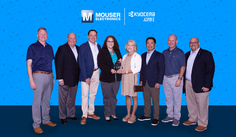 Representatives from KYOCERA AVX present the Mouser team with the High Service North American Distributor of the Year Award. (Photo: Business Wire)