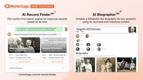 MyHeritage Releases AI Record Finder and AI Biographer (Graphic: Business Wire)