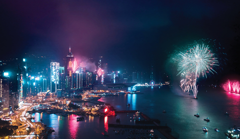 Fireworks illuminate Hong Kong's Victoria Harbour (Photo: Business Wire)