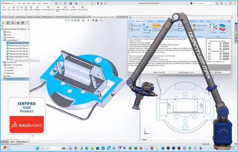 SOLIDWORKS Model Based Inspection Real Time DRO display XYZ probe position 3D Scanning Point Cloud & Mesh Editing Connect Faro Arms and Romer Absolute arm connect Coordinate Measuring Machines Connect To All Brands & Models of CMMs. (Photo: Business Wire)